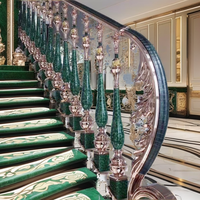 Garde-corps Usine Vert Jade Aluminium Art Garde-corps Main courante 900mm Pilier Conventionnel Escalier Droit
