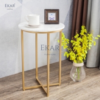 Nouveau style pieds en métal dessus de table en marbre de luxe meubles de salon table d'angle