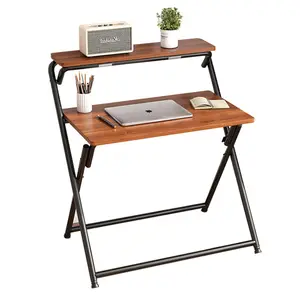 Small Computer Desks Workstation Table Office PC Corner Metal Frame Table Home Furniture Desktop folded With Bookshelf