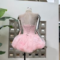 Robe de soirée élégante pour femmes, nouvelle collection été, mini, avec nœud, fleur en os de poisson, sans bretelles, robe à fleurs moelleuse
