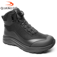 Bottes de travail et d'entraînement pour hommes, noires, mi-montantes, en tissu imperméable, avec cadran rotatif, laçage rapide, respirantes et antidérapantes, personnalisables en usine