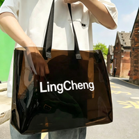 Sacs fourre-tout en PVC transparent personnalisés avec logo imprimé, imperméables, grande capacité, pour le shopping