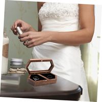 Boîte à bagues double compartiment en noyer noir avec couvercle rabattable et miroir, boîte à bijoux en bois massif, boîte de rangement pour alliances, boîte pour bague de fiançailles