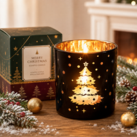 Vente en gros, promotion exceptionnelle : Pots à bougies en verre réutilisables personnalisés, motif Gnome de Noël et Élan, électroplaqués noir, pour bougies parfumées, décoration intérieure