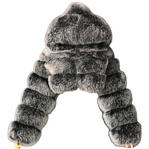 Cappotto da Donna a Vita Alta con Pelliccia Sintetica, Giacca Invernale Corta da Donna - Product Image 1