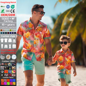 Chemises imprimées en tissu doux à séchage rapide assorties pour la famille Nouveau - séchage rapide Chemises hawaïennes pour hommes Conception personnalisée pour chemises Vêtements de plage hawaïens - Product Image 1