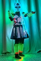 Costume de robot prédateur lumineux à LED RGB rechargeable avec télécommande pour femme, idéal pour les soirées en boîte de nuit, Halloween, le carnaval et les spectacles sur scène