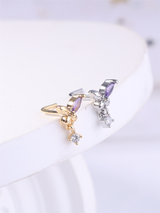Anneaux de nez en forme de L avec pendentifs, motif papillon pour femmes et filles, en or avec zircon cubique, piercing de nez 20G, bijoux de piercing en gros - Product Image 4
