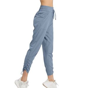 กางเกงจ็อกเกอร์ผู้หญิงผ้าถักน้ำหนักเบา ไนลอนผสมสแปนเด็กซ์ เอวยางยืดแบบรูดเชือก สำหรับออกกำลังกาย ใส่สบายในฤดูใบไม้ร่วง - Product Image 3