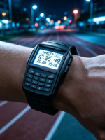 Jam Tangan Kalkulator Pria Retro Klasik Multifungsi Layar LED Elektronik Bahan PU