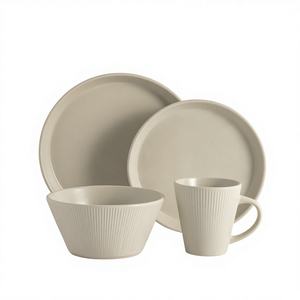 Premium Custom Embossed <b>Sets</b> Eco-Friendly Underglaze Heat Resistant Stoneware Europe Style Dishwasher Safe 4-Piece Ceramic - Product Image 1