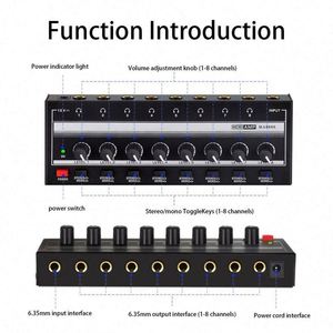 AOSHEN HA800S 8 Channel Mini Metal Monitor Splitter Audio Headphone Amplifier Portable <b>Stereo</b> Mono Toggle Keys - Product Image 6