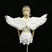 Ailes d'ange lumineuses à LED de 110 cm, ailes de fée blanches et noires brillantes, accessoire photo pour costume de fête d'Halloween pour adultes