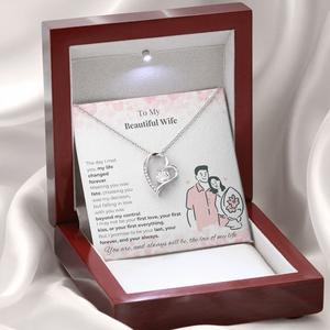 Collar con Colgante de Corazón para Mi Hermosa Esposa, Venta Directa de Fábrica UIONEN, con Tarjeta de Mensaje Personalizada - Chapado en Platino, Romántico - Product Image 4