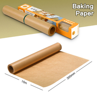 Rouleau de papier sulfurisé pour la cuisson, feuilles de cuisson antiadhésives avec coupe-papier coulissant, cuisine pour la cuisson, le grillage, la cuisson à la vapeur, non blanchi
