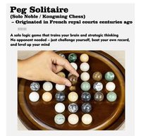SEIPTING SOL33 Boîte d'échecs Solitaire/Noble/Kongming - Marbre et bois massif, design pliable portable, composants en plastique pour 2 joueurs