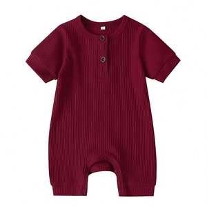 Nouveau-né bébé fille bébé garçon Onesie couleur unie une pièce enfant en bas âge garçon fille décontracté vêtements confortables - Product Image 5