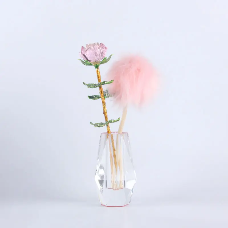 Crystal Rose Vase Decorations Ornaments Ideas Wedding Anniversary Valentine's Day Gifts