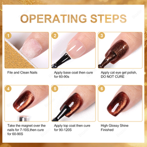 BOZLIN Coffee Series Cat Eye Gel smalto Private Label <span class=keywords><strong>marrone</strong></span> Cateye Gel smalto per unghie HEMA TPO Free 15ml Gel magnetico smalto per unghie - Product Image 4
