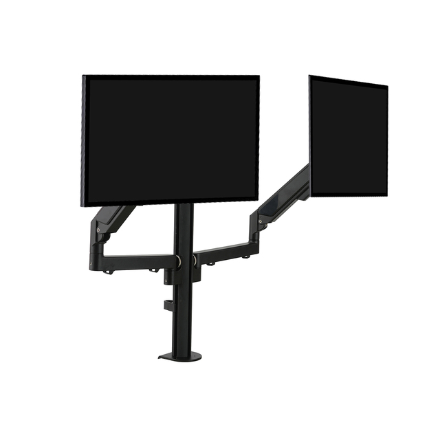 Dual Double Aluminum Gas Spring Arms Monitor Mount Stand for 14"-27"