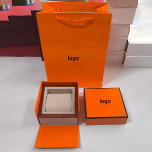 Ensemble de pochettes à bijoux orange de luxe au design unique, emballage complet, boîte cadeau avec logo personnalisé pour bracelet pour femme - Product Image 4
