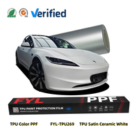 Película Protectora de Pintura TPU de Color Blanco Satinado Cerámico FYL Lubrizol PPF, Autoregenerable, Hidrofóbica, para Todo el Vehículo