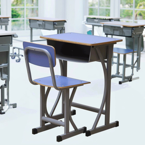 Juego de mesa de estudio para niños de diseño moderno con silla Escritorio de estudio de metal para uso escolar - Product Image 6