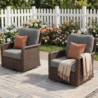 Ensemble de chaises de conversation pivotantes en osier résistantes aux intempéries pour véranda, terrasse, jardin
