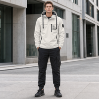 Blouson bomber tissé à capuche pour homme, coupe-vent, imperméable, demi-zip, tactique, streetwear, softshell d'automne