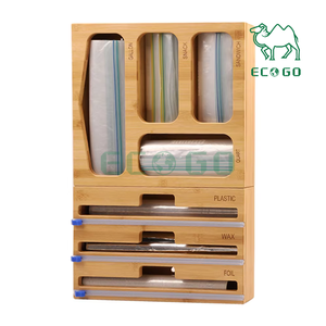 Organizador de almacenamiento de bolsas Ziplock de bambú para montaje en pared, dispensador de papel de aluminio, organizador de bolsas Ziplock - Product Image 3