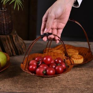 Hand Woven Bamboo Fruit <b>Basket</b> Round Desktop Storage <b>Tray</b> For Fruits Tea Dessert Guizhou Origin DG15 - Product Image 3