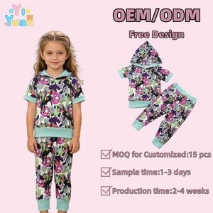 Ensembles de vêtements pour filles en bas âge, imprimés personnalisés, 2 pièces, <span class=keywords><strong>sweat</strong></span>-shirt à manches courtes tendance, pantalon de survêtement, ensemble de vêtements de sport pour enfants - Product Image 1