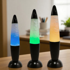 블랙 원추형 탑 용암 램프-USB-C 충전 및 AA 배터리 작동 이중 전원 가정 장식 책상 램프 도매 공장 직접 - Product Image 4