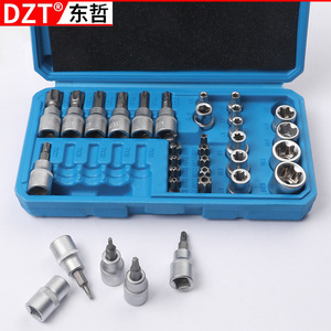 Dzt 34 Piece Socket Set 1/4 In Hex Drive <b>Torx</b> <b>Bits</b> For Mechanical Automotive Repair - Product Image 1