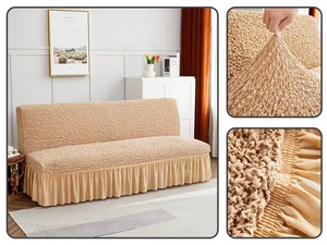 כיסוי ספה מתקפל מינימליסטי, עבה וגמיש, כיסוי מלא ללא ידיות עם חצאית, פוליאסטר, לשימוש בסלון - Product Image 4