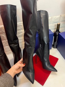 Wholesale 2023 New Design Western Pointed Toe Microfiber Leather High Heels Knee-High Winter Women's Long <b>Boots</b> - Product Image 3