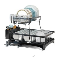 Égouttoir de cuisine en métal 42 cm, double niveau, à fixer sous l'évier, pour bols, couverts et baguettes – Meilleure vente, tendance