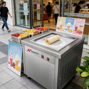 Máquina Comercial de Yogur Frito para Carro de Comida Móvil, Doble Sartén, Gran Capacidad, Enfriamiento Rápido, para Smoothies de Queso y Helado, Equipo Comercial - Product Image 1