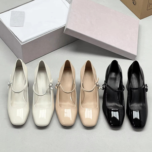 Zapatos Planos Mary Jane de Cuero Liso Multicolor para Mujer Jimmy, Elegantes, Casuales, de Oficina, Cómodos, Suaves, Versátiles, Fáciles de Poner - Product Image 1