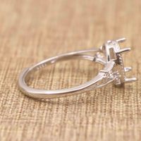 Sterling Silber 4*6/5*7/6*8/7*9/8*10/9*11mm Halbmontierter Ring Leerer Rahmen Blanko-Ringfassung S925 Ohne Mittelstein für DIY-Einlage