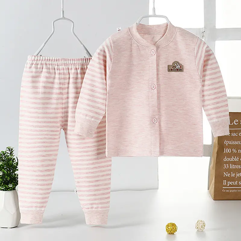 Cotton Baby Pajamas Suit Two Piece Set Boys Girls Longsleeve Newborn Pajamas Factory wholesale