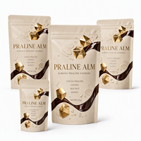 Sachet Doypack OEM en chocolat blanc et noix de macadamia avec fenêtre transparente, fermeture éclair refermable et barrière anti-oxygène pour snacks