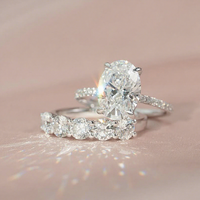 Ensemble de bagues de mariage personnalisées en diamant de laboratoire VVS, ensemble de bagues de mariage pour couple, or blanc de luxe, argent 925, ensemble de bagues de mariage pour couple, bijoux fins pour femmes
