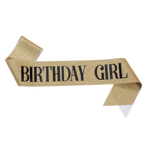 Logo personalizzato di fabbrica stampato sposa per essere felice compleanno ragazza concorso nastro di raso fascia per la festa - Product Image 2