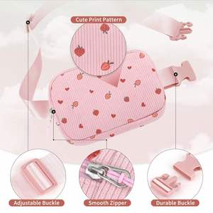 Riñonera de Pana Rosa Fresa para Niñas, Personalizada, Estilo Vintage, Compacta y Ligera, Bolsa de Cintura Cruzada - Product Image 5
