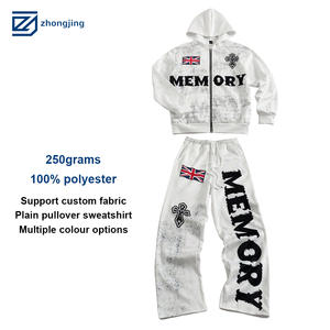 Унисекс спортивные костюмы с возможностью нанесения логотипа, мужской спортивный костюм, комплект для бега, худи на молнии с принтом британского флага и надписью, однотонный - Product Image 1