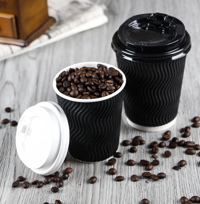 7oz 12oz Ripple Double Wall Eco Friendly Christmas Disposable Coffee to Go Coffee Paper Cups Printer Set with Lids