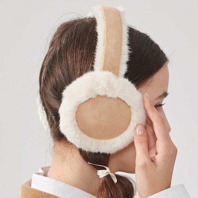 Wholesale Foldable Winter Earmuffs, 100% Polyester Plush Warm Cold Proof Outdoor Ear Muffs for Women Autumn Winter