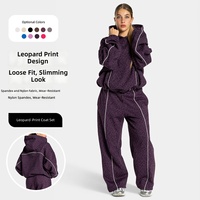 Ensemble de yoga et de sport 2 pièces pour femme, style européen et américain, à séchage rapide, respirant, à capuche, motif écossais, pour la course en extérieur et le fitness, style décontracté