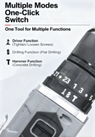 Perceuse à percussion sans fil multifonctionnelle, sans balais, à vitesse variable, diamètre de perçage maximal de 13 mm, pour usage domestique
